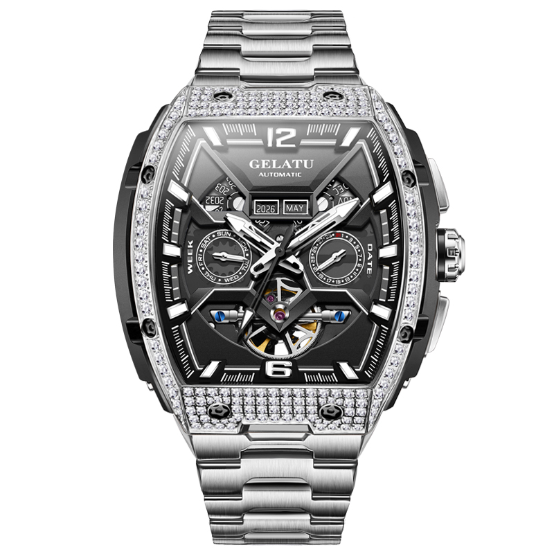 酒桶型潮酷全自动机械表男表